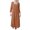 Brown, variant on Tumotour 3/4 Sleeve Cotton Linen T-Shirt Dress for Women's Square Neckline A-Line Long Dress Plus Size Fall Tunic Dress