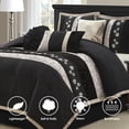 thumbnail image 2 of Lanco Silhouette Rose Floral Black 7-Piece Comforter Set, King, Embroidered, 2 of 7