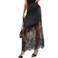 thumbnail image 2 of Women Lace Patchwork Skirts High Waist A Line Y2K Elegant Maxi Long Skirts Party Boho Skirt Black S, 2 of 10