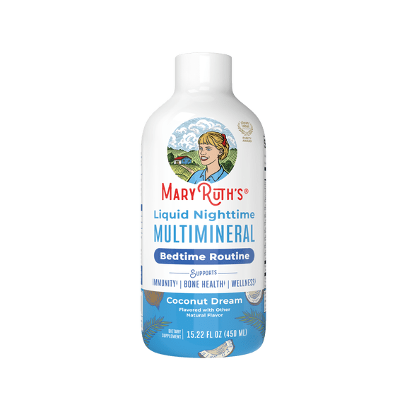 MaryRuth Organics Liquid Nighttime Multimineral, Mineral Supplement, Coconut Flavor, Sugar-Free, 15.22 fl oz, Magnesium Citrate