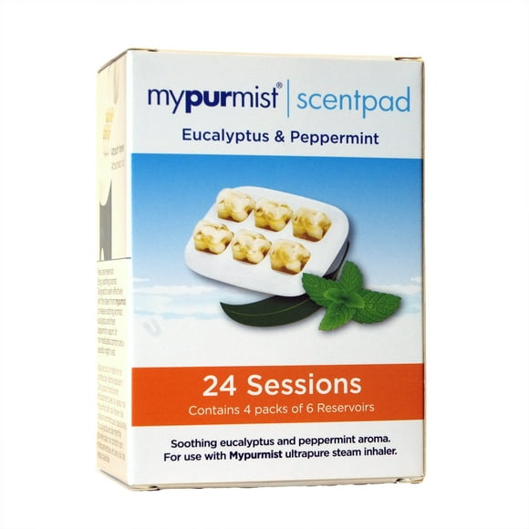 Mypurmist ScentPad, Eucalyptus and Peppermint for use with Mypurmist Ultrapure Steam Inhaler, Vaporizer and Humidifiers, 24 reservoirs