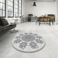 thumbnail image 4 of Ahgly Company Machine Washable Indoor Round Transitional Gunmetal Gray Area Rugs, 8' Round, 4 of 7