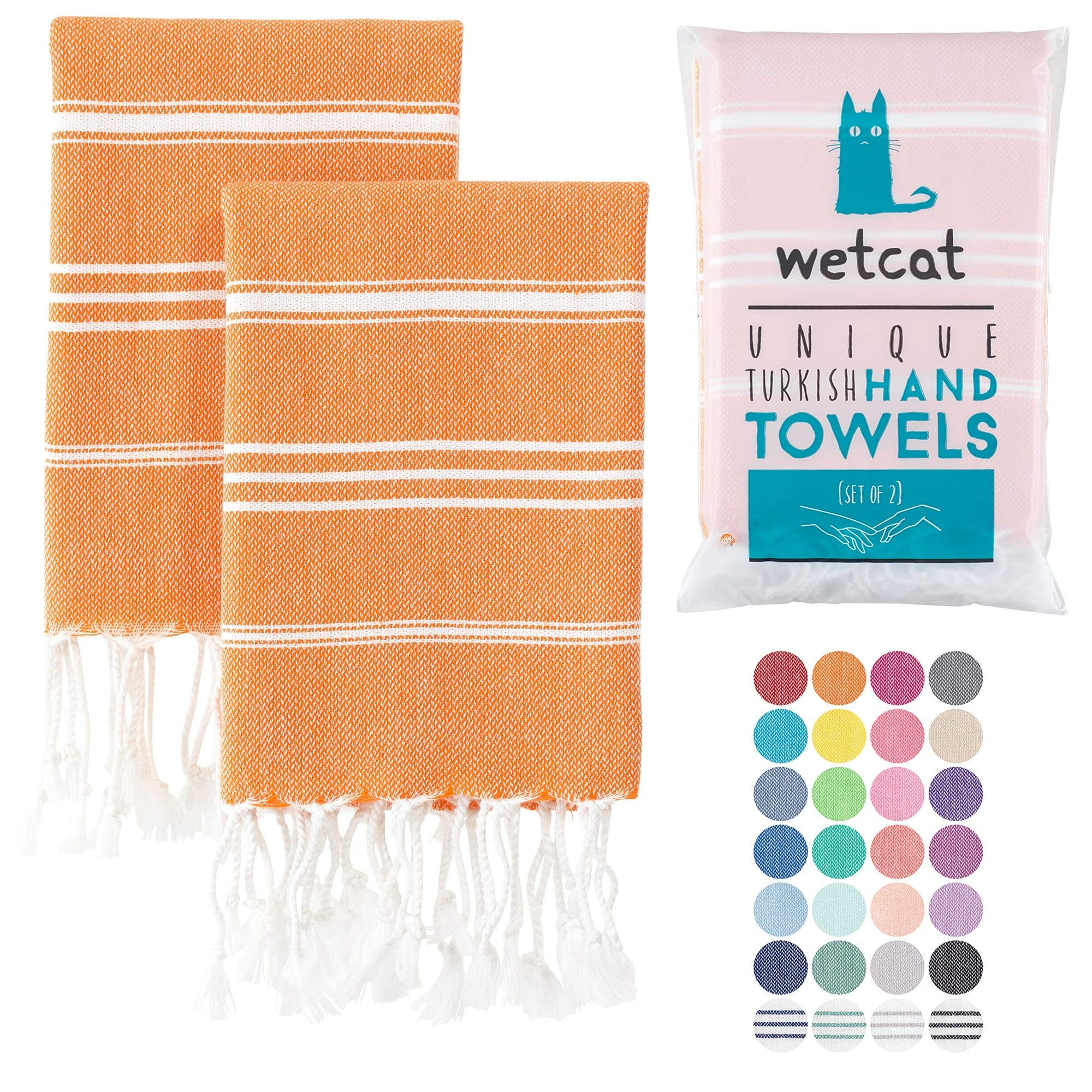 WETCAT Turkish Hand Towels with Hanging Loop 20 x 30 Set of 2 100 Cotton Soft Pre Washed Boho Farmhouse Kitchen Towels Unique Decorative Hand Towels for Bathroom Orange Walmart