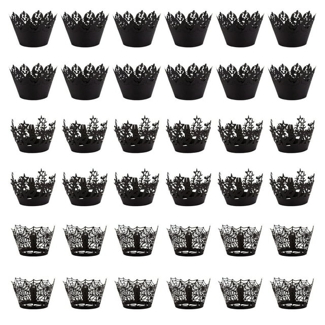 Miangastore 36pcs Halloween Cake Cupcake Wrapper Muffin Wrapping Paper Cake Supplies Random Style