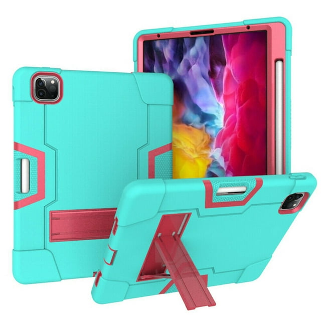 Mignova for iPad Pro 11 2020 Case,Hybrid Heavy Duty Three Layer Full-Body Shockproof Armor Defender Rugged Protective Case Cover with Stand for Apple iPad Pro 11 Inch Case 2020/2018(Green/Pink)