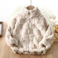 thumbnail image 4 of HCNTES Boys Girls Fuzzy Winter Coats Plaid Color Block Zip Up Stand Jackets Warm Outwear Coats for 1 To 12 Years,Sizes 6-7 Years, 4 of 4