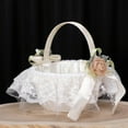 thumbnail image 2 of MOUDUO Home Essentials Wedding Bride Flower Girl Basket Silk Rose Silk Cloth Flower Basket Married Sprinkled Flower Basket Wedding Supplies Home Ornament （White）, 2 of 6