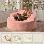 Ovios 58 Oversized Lounge Chair Round Cloud Deep Seat Accent Chair Plush Corduroy Boneless Sofa Chair for Living Room, Pink