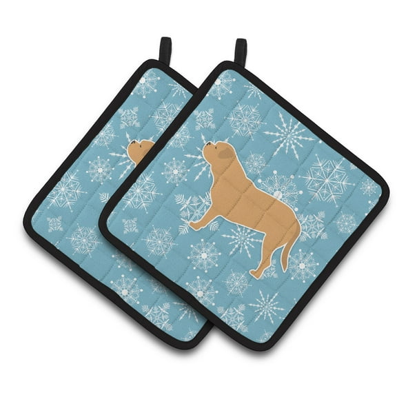 Carolines Treasures BB3570PTHD Winter Snowflake Dogue de Bordeaux Pair of Pot Holders , 7.5HX7.5W, multicolor