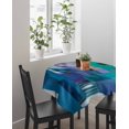 thumbnail image 4 of Abstract Blue Suqare Tablecloth - 54 x 54 Inch, Painting Buildings Geometric Color Block Waterproof & StainResistant Tablecloth, Washable Oil-proof Table Cover for Dining/Party/Wedding/Camping/Buffet, 4 of 9