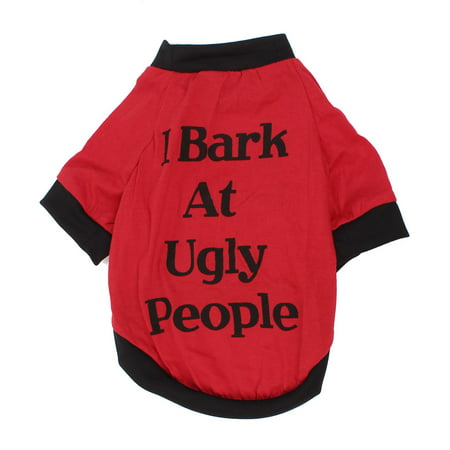 Unique Bargains Summer Black Red Letter Print Sleeved Pet Dog Puppy Cat T Shirt Costume M