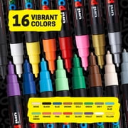 uni POSCA PC-3M Water-Based Paint Markers, Reversible Fine Tip, 0.9-1.3mm, Assorted Colors, 16 Count