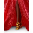 thumbnail image 4 of Muñeca Barbie para Navidad de 2018 con vestido rojo metalizado para niños mayores de 6 años, 4 of 8