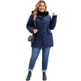 thumbnail image 3 of DARING DIVA Women's Plus Parka Jacket Fleece Lined Zipper Coat Navy Blue 4X, 3 of 5