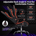 thumbnail image 4 of WENTUM Gaming Chair with Massage Lumbar Support - Ergonomic Video Game Chair for Adults, Adjustable Headrest & Footrest, 90-135° Recline, 360° Swivel, Red, 4 of 8