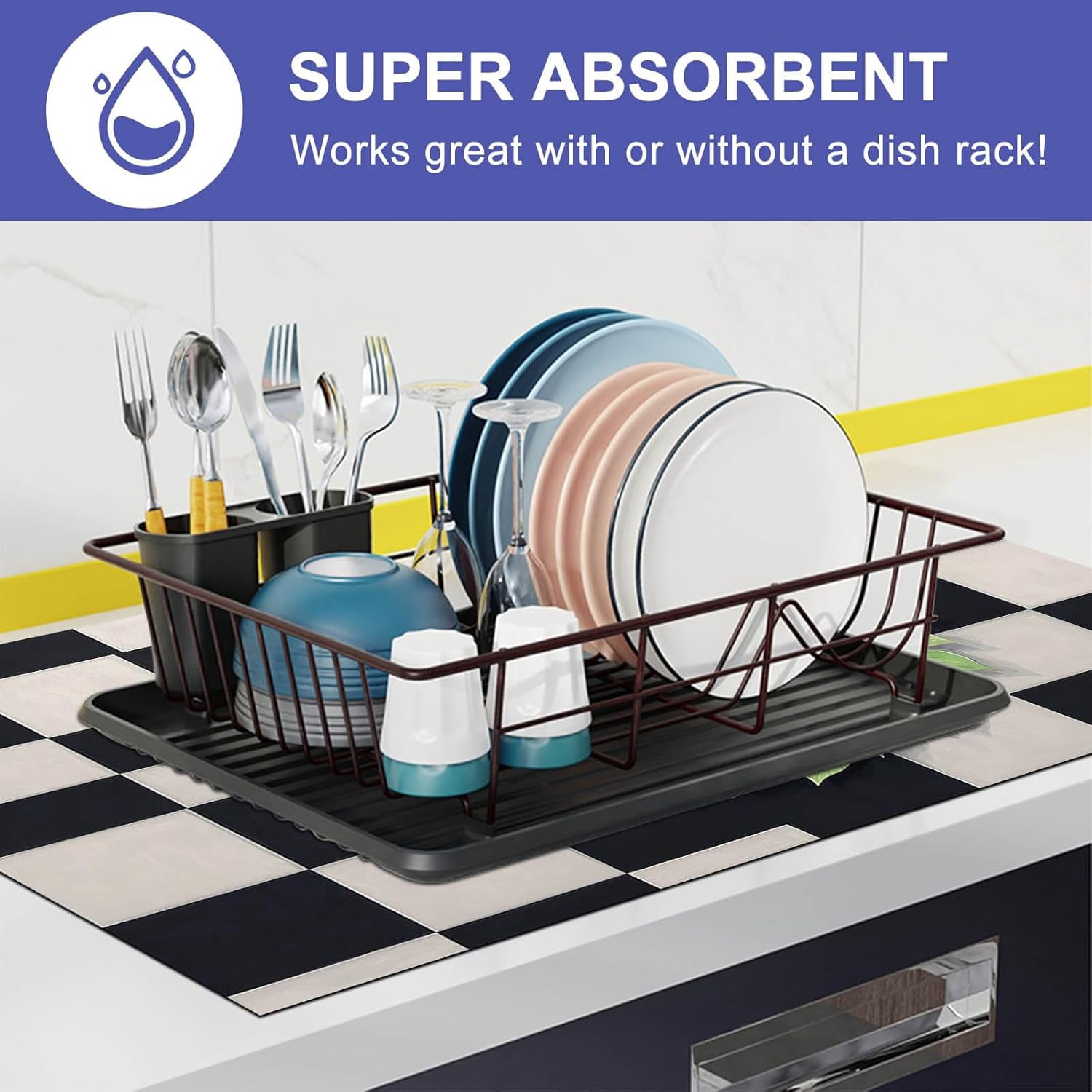 Sweet Home Stove Top Cover for Electric 28x20 Inch Diatomite Kitchen Decor Glass Cooktop Protector Countertop Mat with Black and White Checker Design Stovetop Covers for Kitchen Coffe Bar
