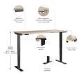 thumbnail image 6 of Bowery Hill 71" Engineered Wood Adjustable Standing Desk in Natural Elm/Black, 6 of 7