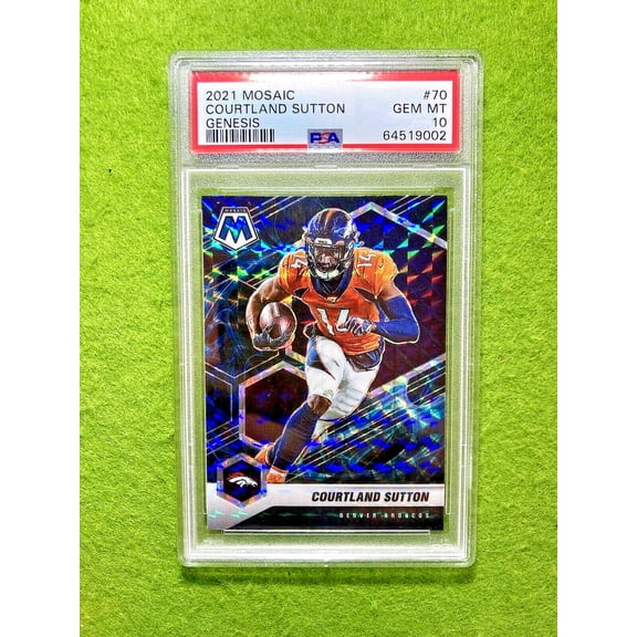 Courtland Sutton PSA 10 GENESIS PRIZM SSP CASE HIT CARD 2021 Mosaic BRONCOS SP