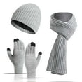thumbnail image 4 of Winter Beanie Hat Scarf Gloves, Warm Knit Hat Long Scarf Neck Warmer Touch Screen Winter Gloves Set Gifts for Women, 4 of 4