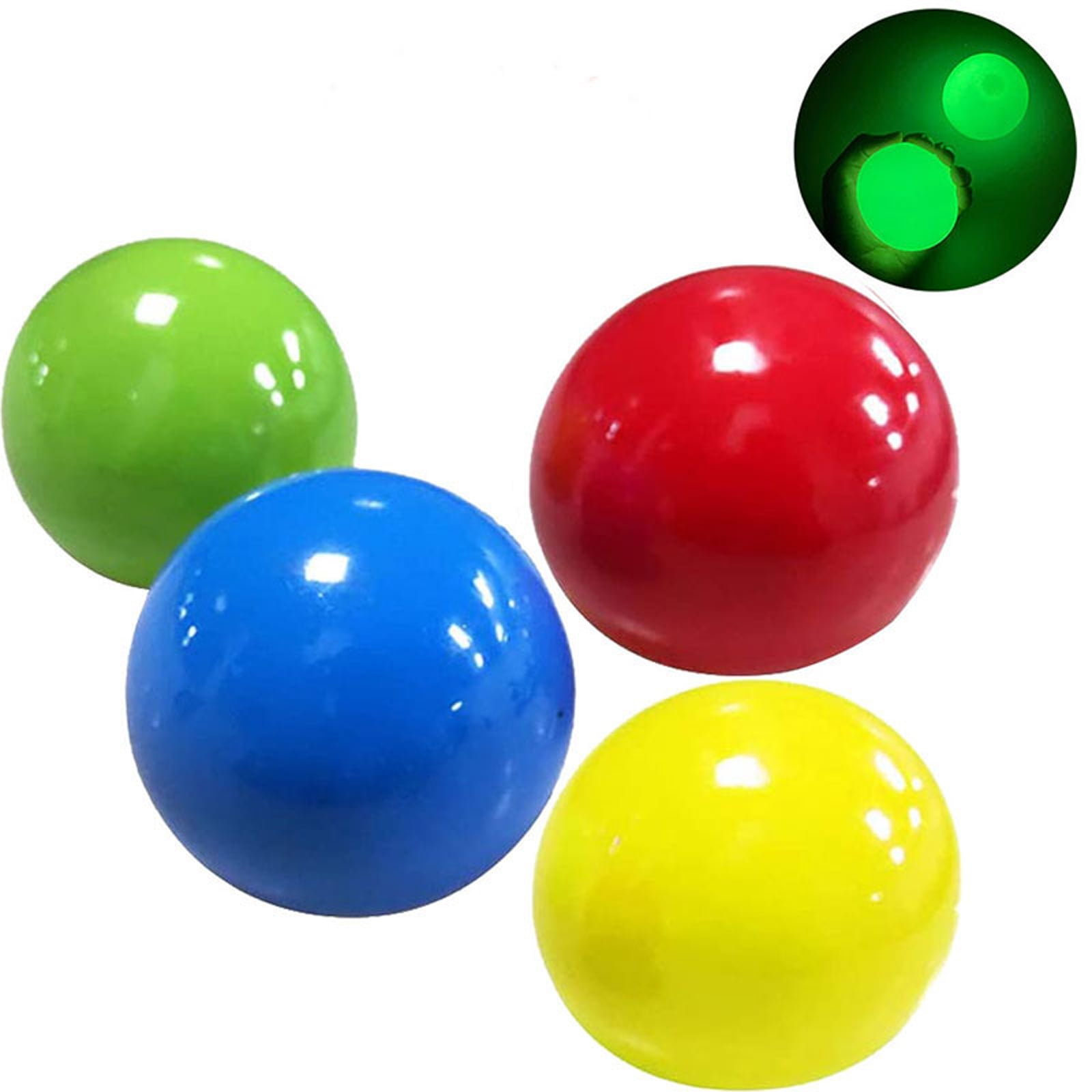 Wash Before Using Luminescent Stress Relief Balls Stick to The Wall and Slowly Fall Off Pressure Anxiety Relief Toys for Both Kids & Adults 4pcs Fluorescent Sticky Balls
