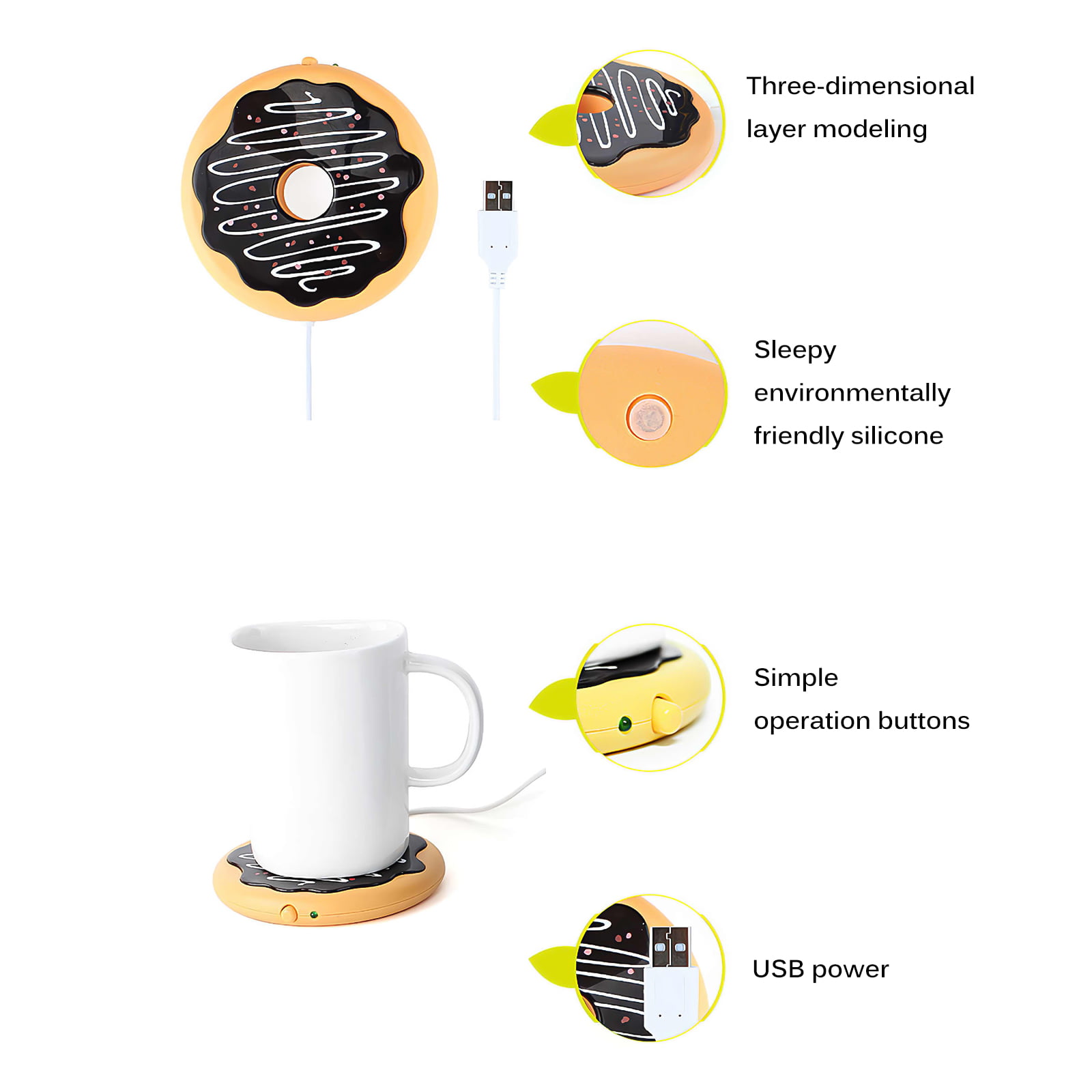 Silicone USB Cup Warmer Coaster Coffee Mug Heating Mat Electric Heating Coaster 