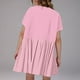 thumbnail image 4 of Odeerbi 5-14 Años Niñas Verano Patchwork Plisado Vestido Línea A Playa Boho Mini Sudadera Vestido Niños Color Sólido Manga Corta Vestido Tenis, 4 of 9