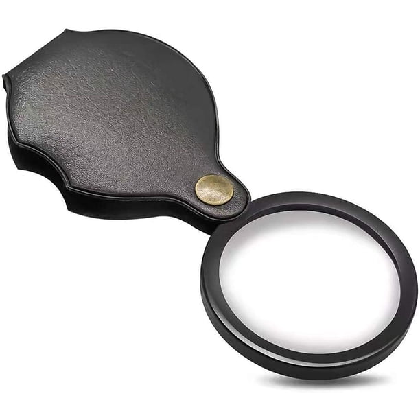 10X Mini Lupa Lupa de bolsillo plegable Lupa de vidrio de ojo grande con funda protectora giratoria negra para leer periódicos, libros, revistas, clases de ciencias, pasatiempos, joyas Sincero Hogar