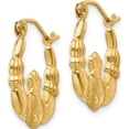 thumbnail image 3 of 14K Yellow Gold Polished And Satin Claddagh Hoop Earrings (10 X 3) Made In Indonesia te419, 3 of 6