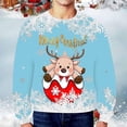 thumbnail image 2 of toraway Chandail à Capuche Homme Chandail Graphique Col Rond Hiver et Automne Décontracté Manches Longues Imprimé Flocon de Neige m, 2 of 4