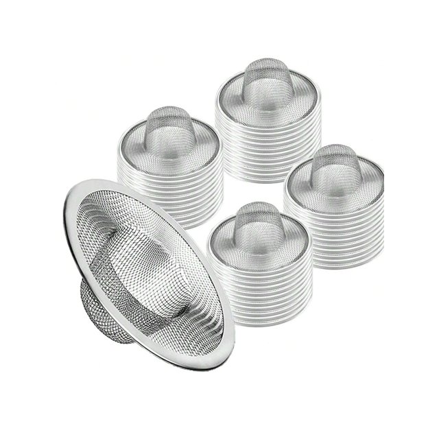 2pcs Heavy Duty Stainless Steel Slop Basket Filter Trap, 2.75" Top / 1" Mesh Metal Sink Strainer,Perfect For Kitchen Sink/Bathroom Bathtub Wash Basin