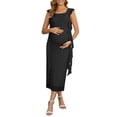 thumbnail image 2 of INSPIRE CHIC Women's Maternity Dress Mesh Wedding Guest Sleeveless Ruffle Cocktail Party Maxi Photoshoot Bodycon Dresses M Black, 2 of 6