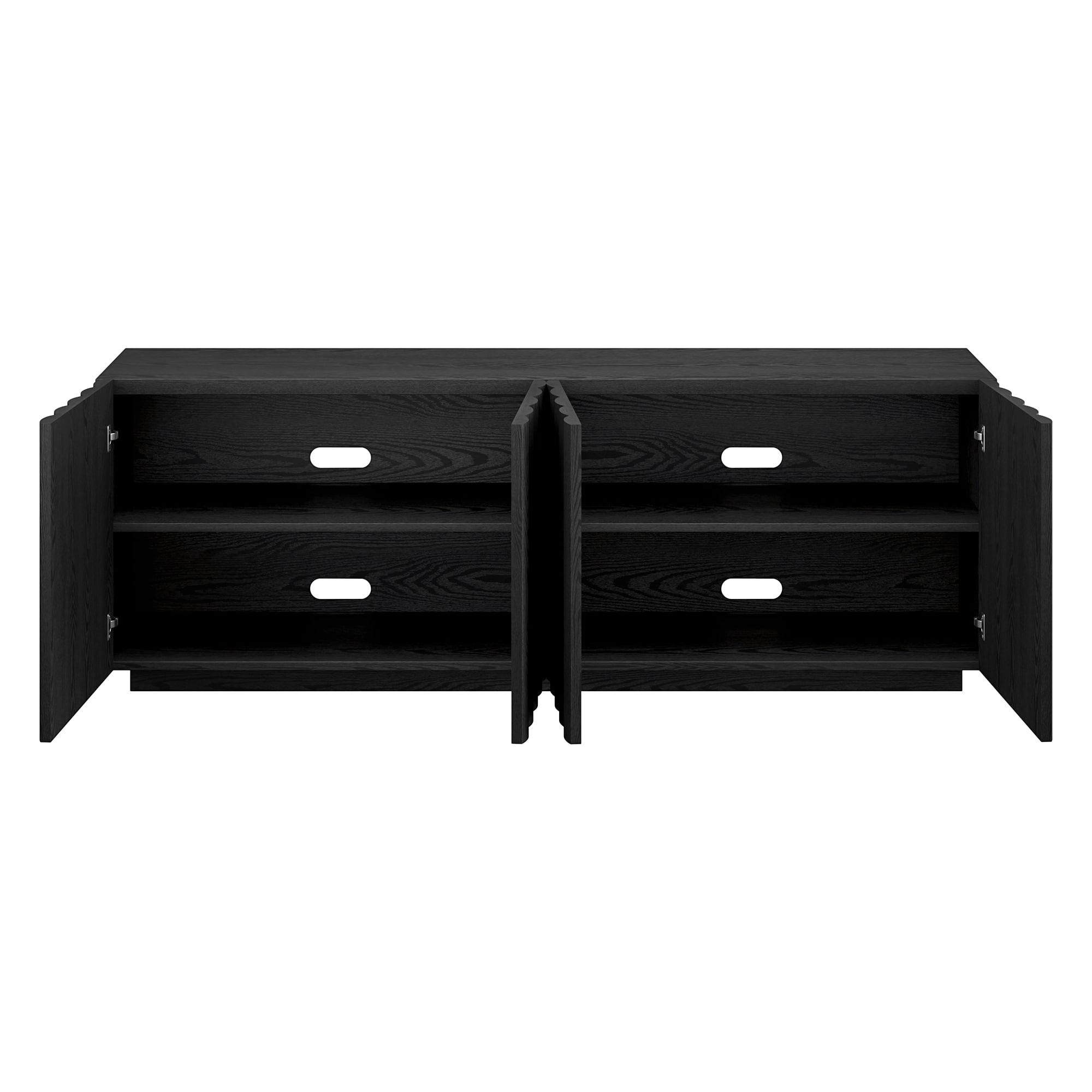 Evelyn&Zoe Molly Rectangular Fluted TV Stand for TV's up to 75" in Black Grain
