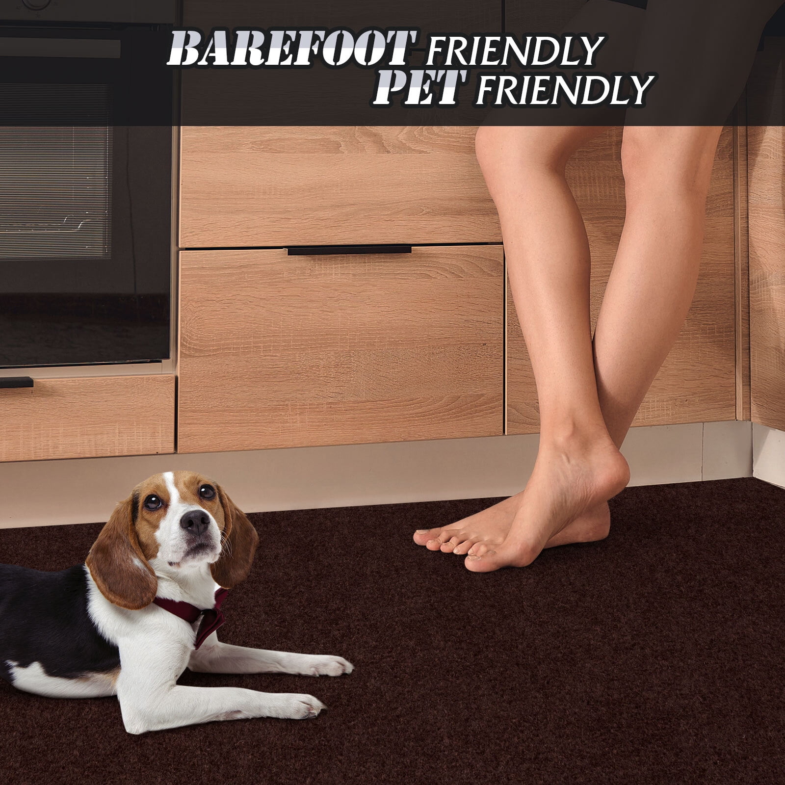 BESTVUE Runner Rug Outdoor Non Slips Carpet Runners Indoor Utility Area Rugs Mat for Kitchen Hallway Entryway Garage with Rubber Backing Dark Brown 3ft x 17ft
