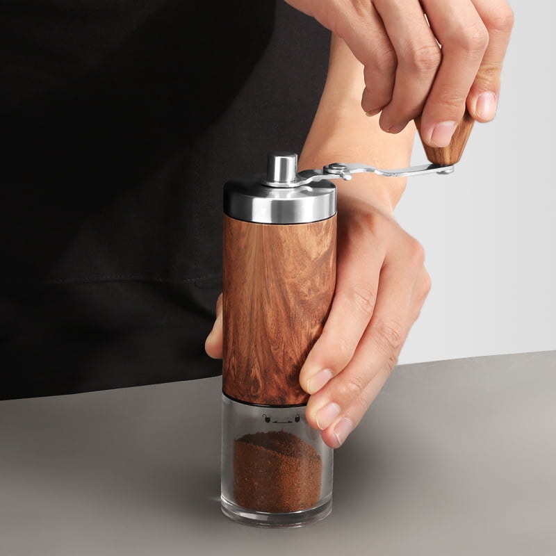 2 Pack Wooden Hand Crank Coffee Grinder, Manual Burr Mill with Adjustable Setting for Espresso, French Press, Travel & Home Use - Vintage Style
