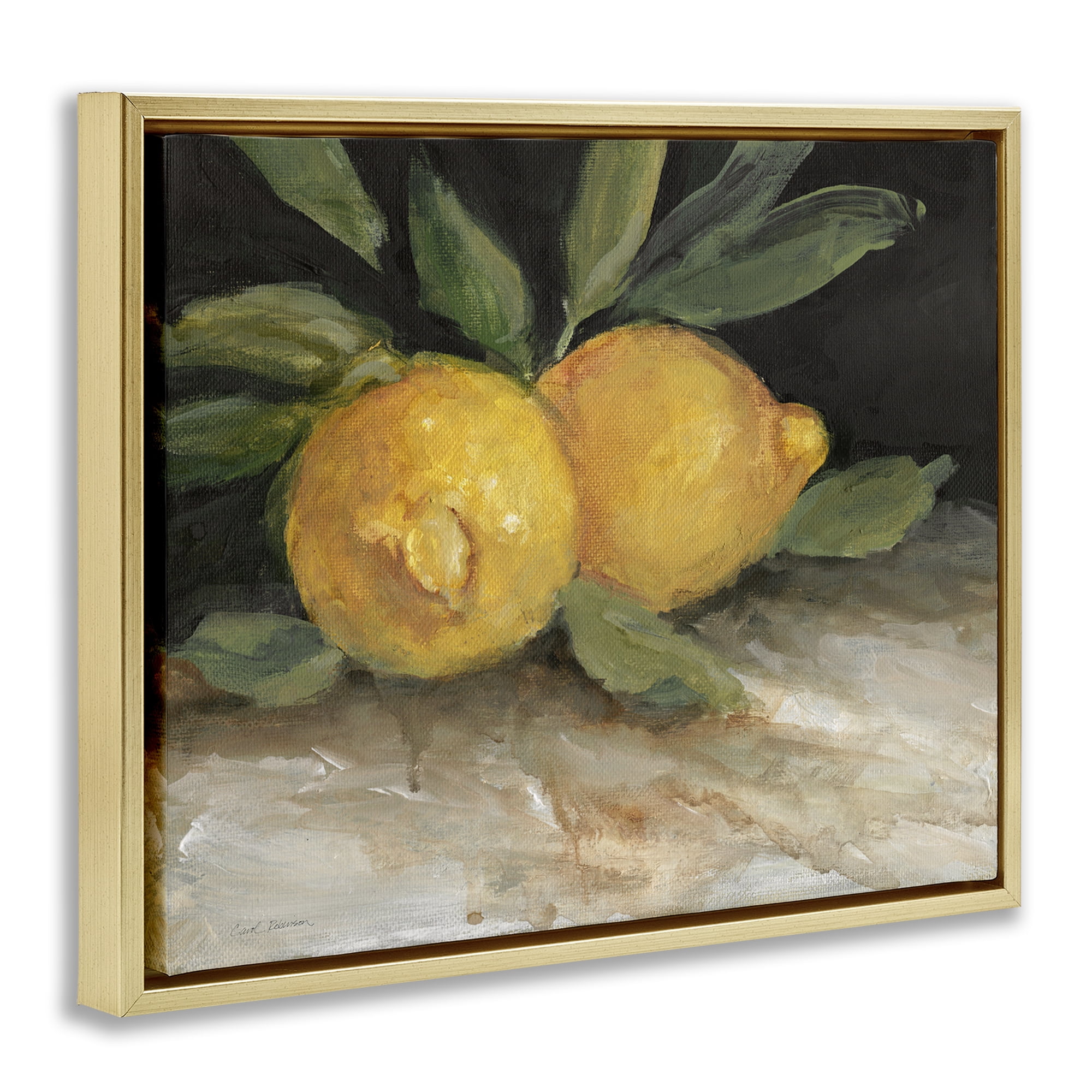 Stupell Industries Traditional Lemons Duo Food & Beverage Painting Gold Floater Framed Canvas Art Print Wall Art, 31 x 25