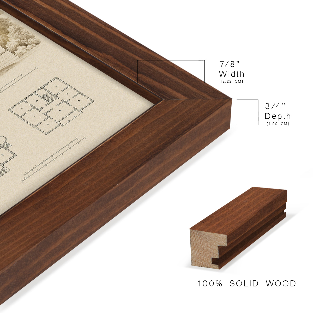 Estate and Plan V -Framed Print w/glass-Chestnut