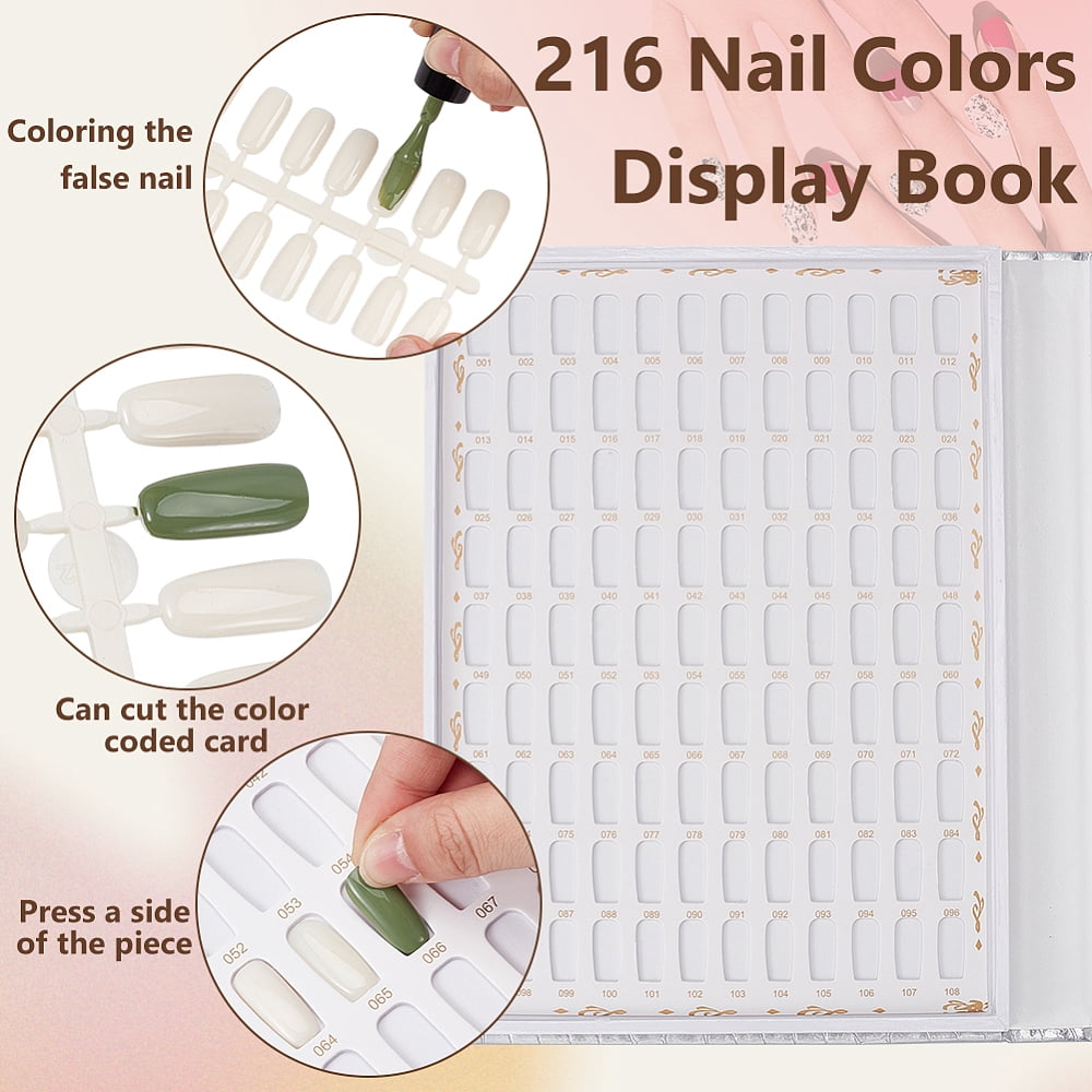 2 sets 2 styles Plastic False Nail Nail Art Decoration Accessories 1pc PU Leather & Wood & Plastic color Card box Silver Nail: 170~183x60~60x2~3mm 1 set/style