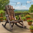 thumbnail image 2 of Ktaxon 26in Outdoor Wooden Rocking Chair, Adirondack Rocker Patio Chair with Rustic High Back for Indoor Backyard Garden Porch, Carbonized, 2 of 8