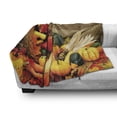 thumbnail image 3 of Harvest Soft Flannel Fleece Blanket, Thanksgiving Related Foods Scattered on Wooden Table Vegetables Fruits, Cozy Plush for Indoor and Outdoor Use, 70" x 90", Vermilion Brown Green, by Ambesonne, 3 of 6