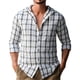 thumbnail image 2 of pstuiky camisetas de manga larga para hombre, Camisa de manga larga a cuadros con botones para hombre, chaqueta informal y moderna con solapa. Camisa de manga larga para hombre. salir tops xxxl, 2 of 8