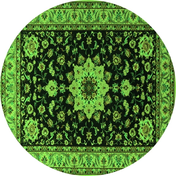 Ahgly Company Indoor Round Persian Green Traditional Area Rugs, 4' Round