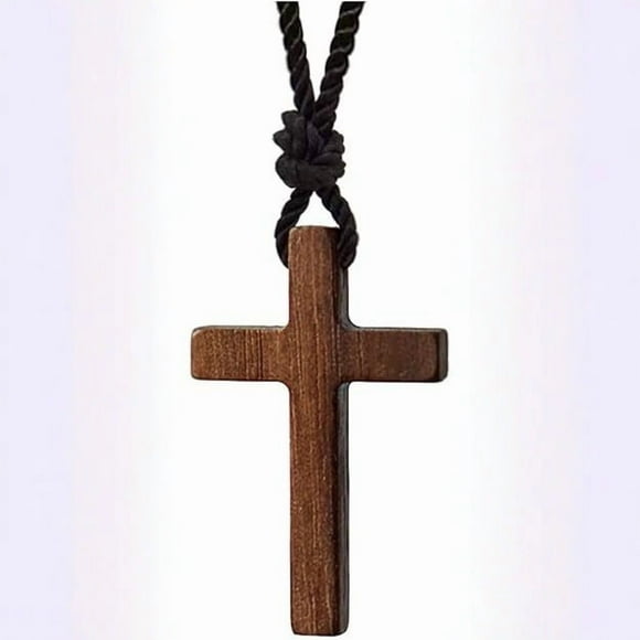 CIMAXIC Party Wood Cross Pendant Necklace: Wooden Crucifix Charm Necklace - Sweater Chain Religious Neck Jewelry For Daily Wear Party Holiday,1.61"X0.91"X0.2"