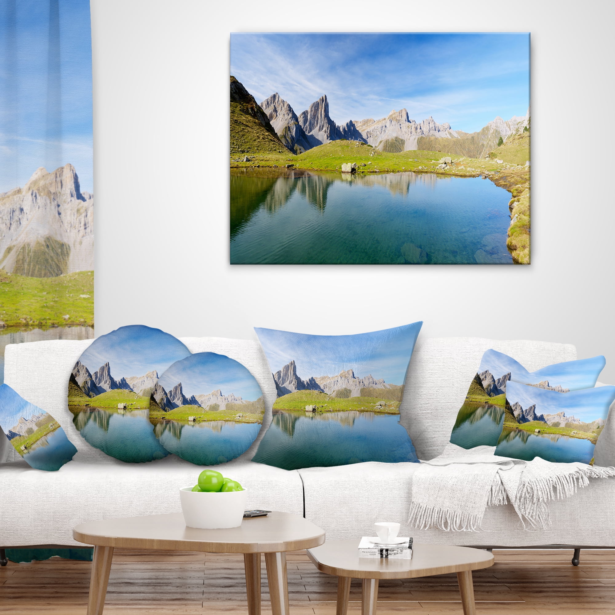 Designart Pyrenee in France Panorama - Landscape Printed Throw Pillow - 18x18