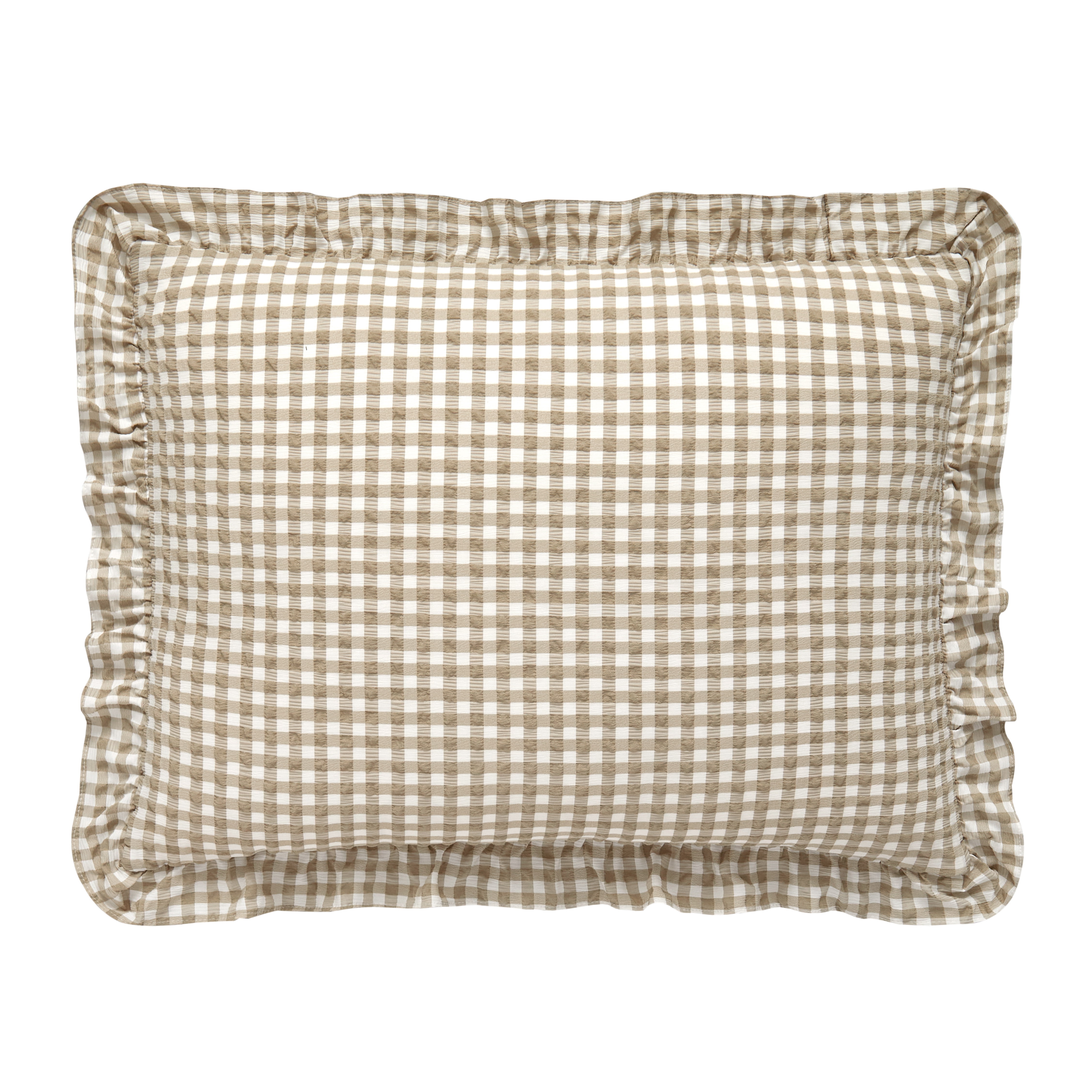 Mason & Craft 3 Piece Beige Gingham Seersucker Comforter Set, King