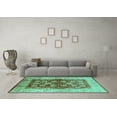 thumbnail image 3 of Ahgly Company Machine Washable Indoor Rectangle Oriental Turquoise Blue Industrial Area Rugs, 7' x 9', 3 of 4