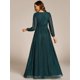thumbnail image 2 of Vestido de noche Ever-Pretty con cuello en V fruncido y cintura alta, verde azulado, 2 of 6