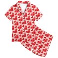 thumbnail image 4 of YUEHUA Toddler Girls Pajamas Silk Satin Pajama Set Heart Print 2 Piece Button Down Pjs Ruffle Valentine's Day Sleepwear, 4 of 5