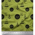 thumbnail image 1 of Soimoi Green polyester Crepe Fabric Text & Tree Christmas Decor Fabric Printed Yard 52 Inch Wide, 1 of 3