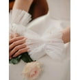 thumbnail image 5 of YooGuoGuo Short Lace Fingerless Gloves White Pearl Tulle Wedding Gloves for Women Hallowmas Party Costume Accessory, 5 of 7
