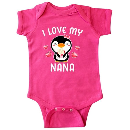 

Inktastic I Love My Nana with Cute Penguin and Hearts Gift Baby Girl Bodysuit